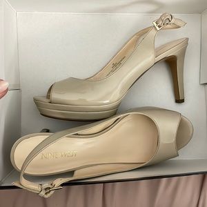 Nine West Mid-Heel Platform Nude Peep Toe Pump